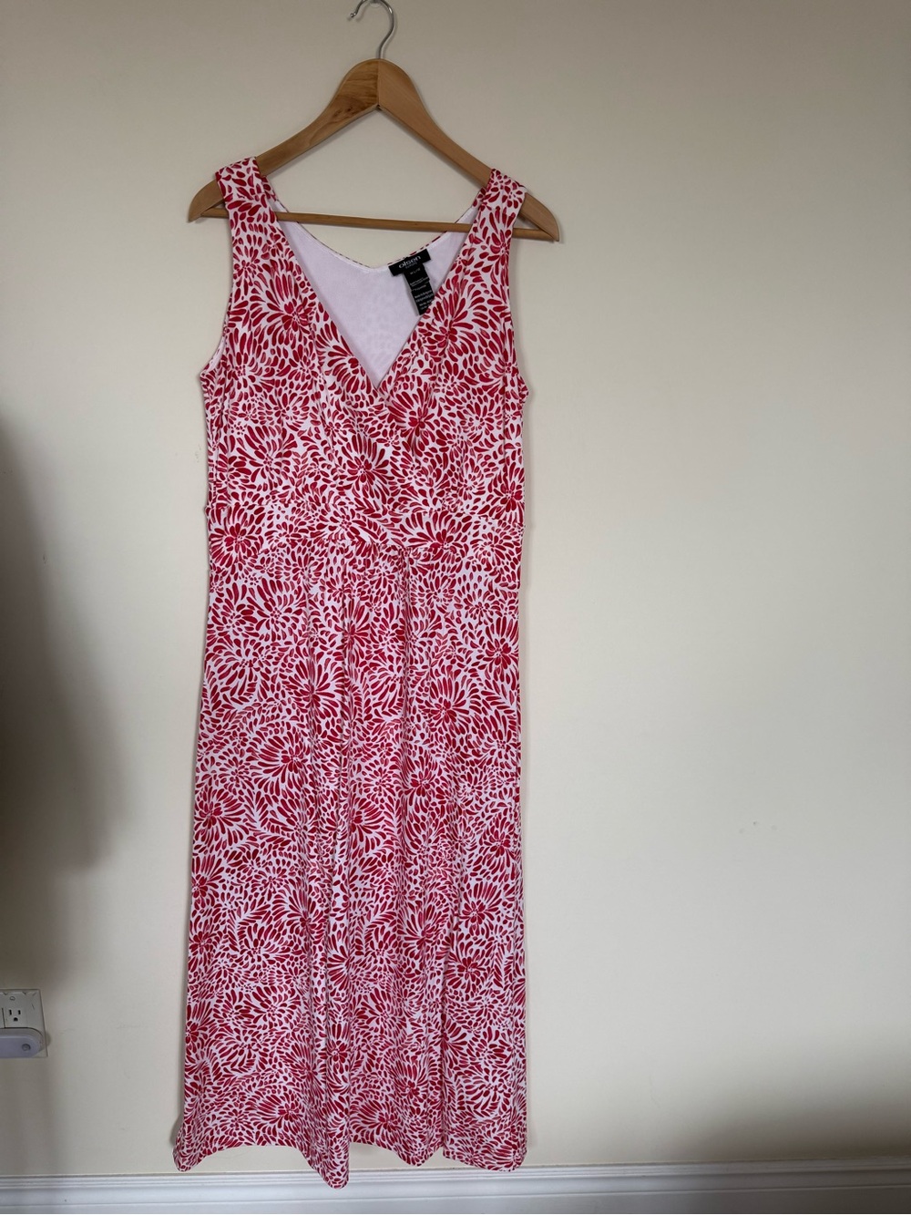Floral V-Neck Red Maxi Dress